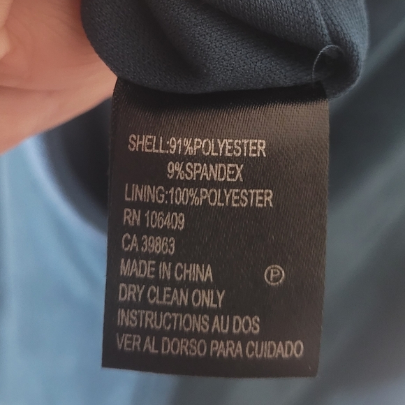 Tahari Arthur S Levine Sz 14 Ultrasuede Shift Dress Teal Blue Mock Neck Classic - Picture 4 of 4